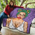 Punk Girl And Lollipop Print Quilt