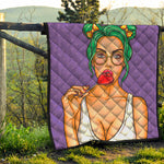 Punk Girl And Lollipop Print Quilt