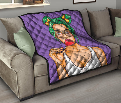 Punk Girl And Lollipop Print Quilt