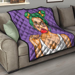 Punk Girl And Lollipop Print Quilt