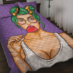 Punk Girl And Lollipop Print Quilt Bed Set