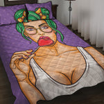 Punk Girl And Lollipop Print Quilt Bed Set