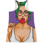 Punk Girl And Lollipop Print Women's Racerback Tank Top