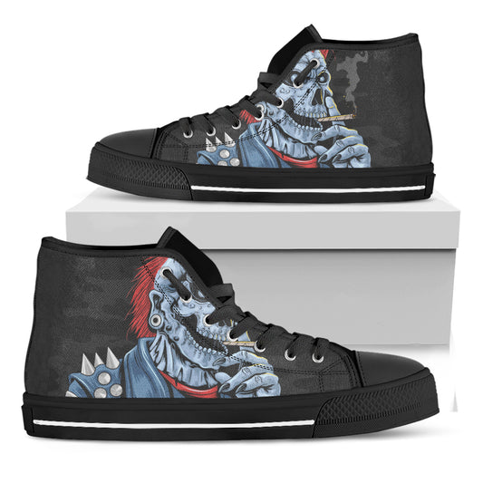 Punk Mohawk Devil Print Black High Top Shoes