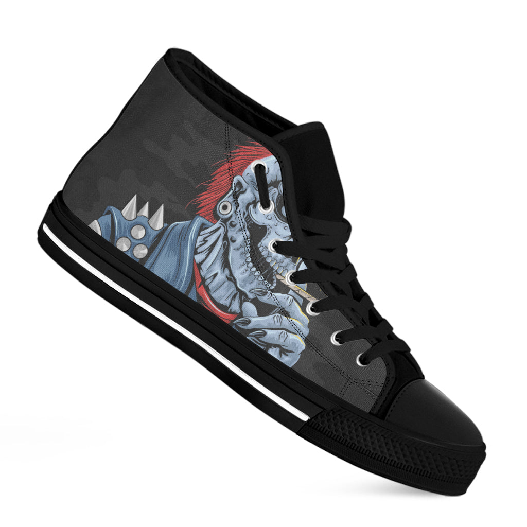 Punk Mohawk Devil Print Black High Top Shoes