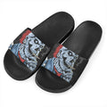 Punk Mohawk Devil Print Black Slide Sandals