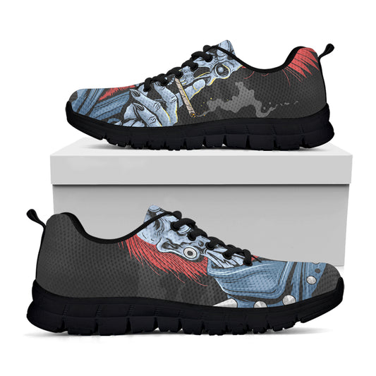 Punk Mohawk Devil Print Black Sneakers