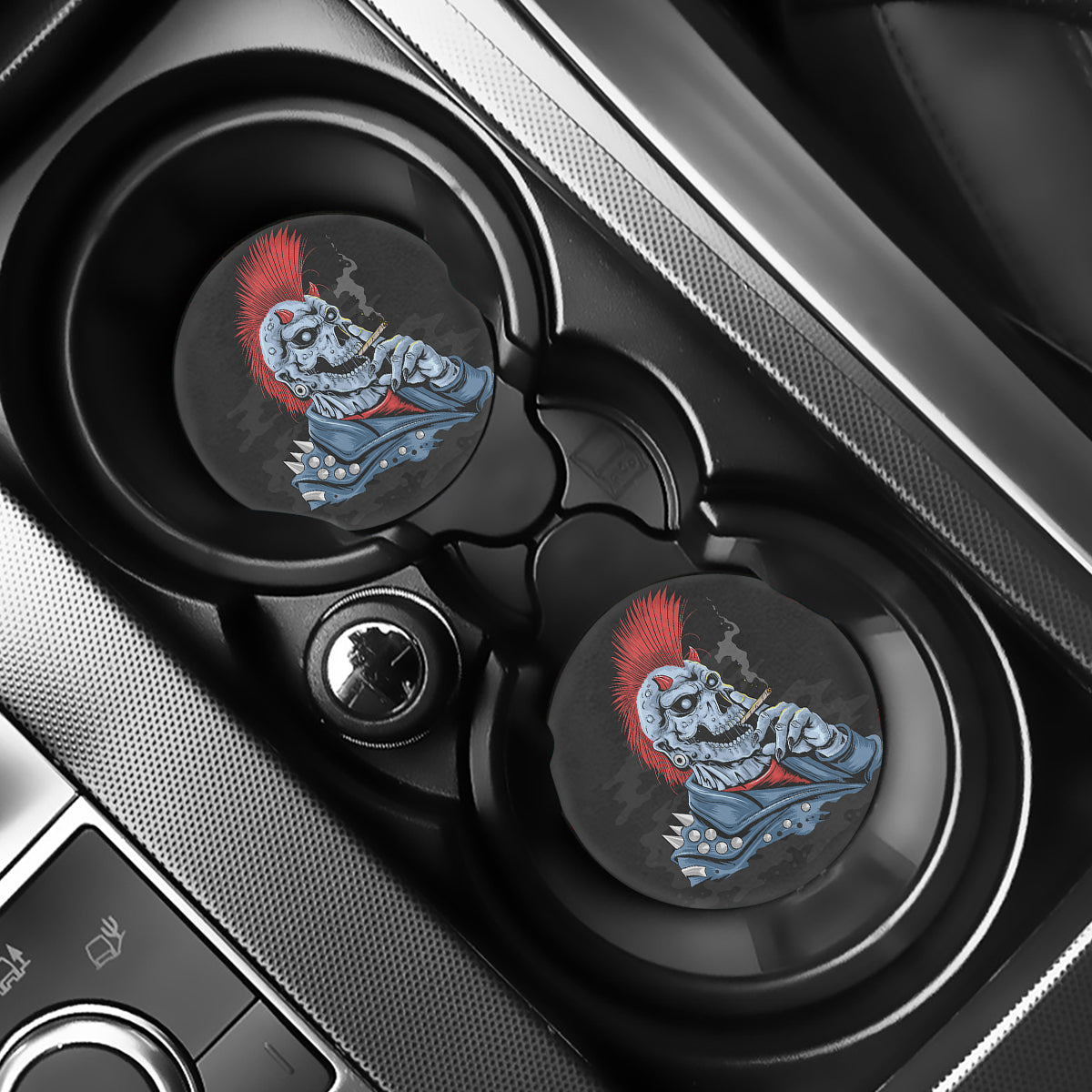 Punk Mohawk Devil Print Car Coasters