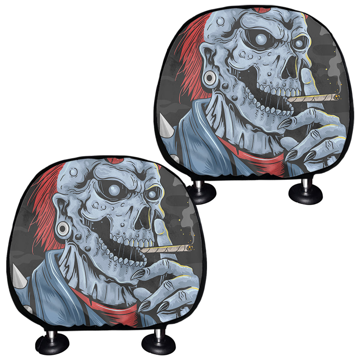 Punk Mohawk Devil Print Car Headrest Covers