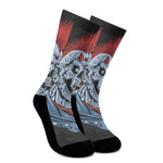 Punk Mohawk Devil Print Crew Socks