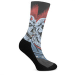 Punk Mohawk Devil Print Crew Socks