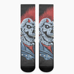 Punk Mohawk Devil Print Crew Socks