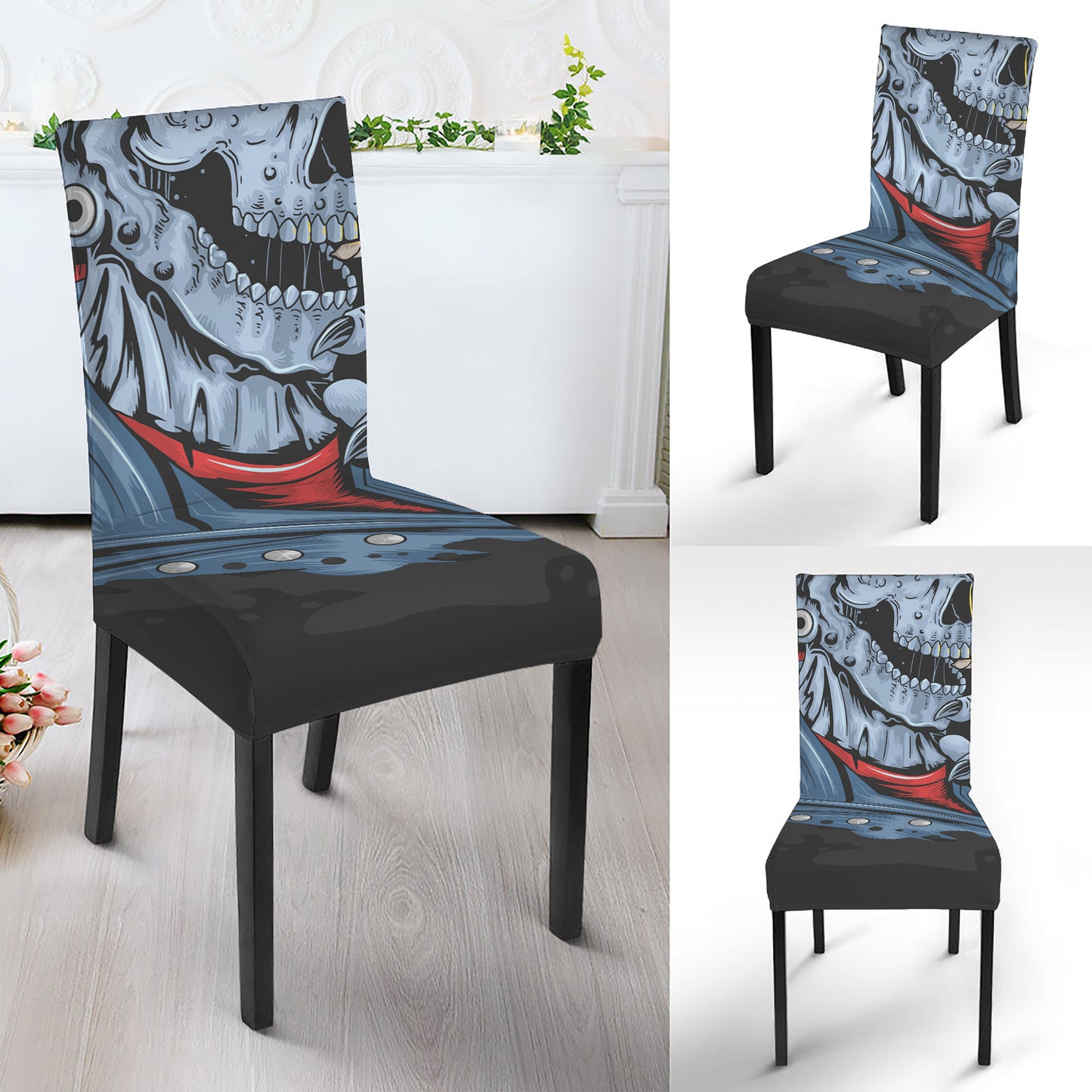 Punk Mohawk Devil Print Dining Chair Slipcover