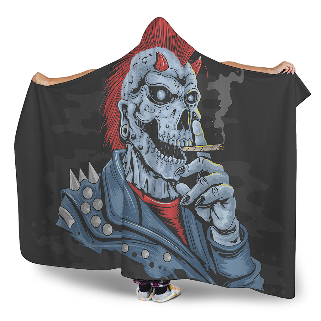 Punk Mohawk Devil Print Hooded Blanket