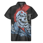 Punk Mohawk Devil Print Men's Short Sleeve Shirt