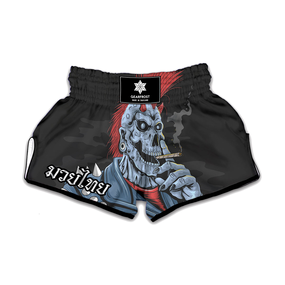Punk Mohawk Devil Print Muay Thai Boxing Shorts