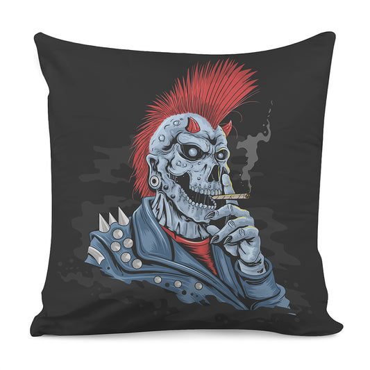 Punk Mohawk Devil Print Pillow Cover