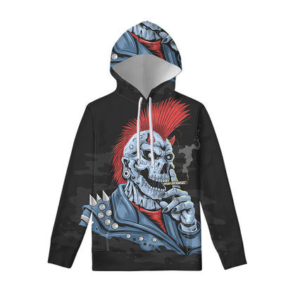Punk Mohawk Devil Print Pullover Hoodie