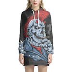 Punk Mohawk Devil Print Pullover Hoodie Dress