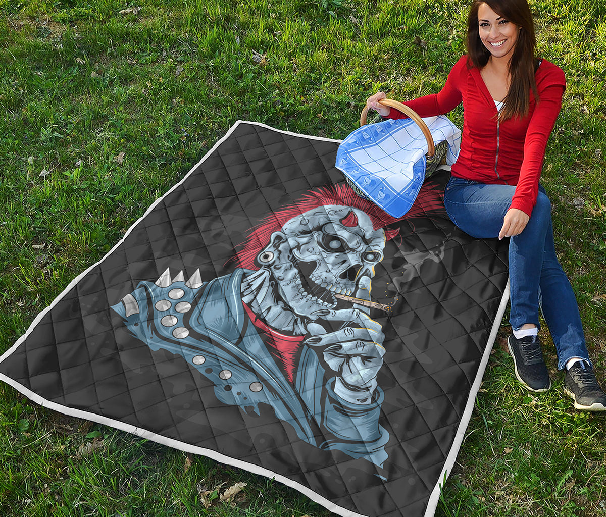 Punk Mohawk Devil Print Quilt