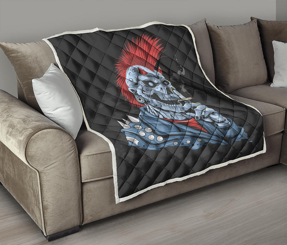Punk Mohawk Devil Print Quilt