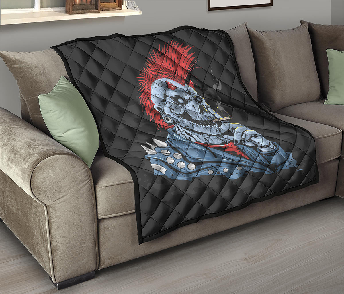 Punk Mohawk Devil Print Quilt
