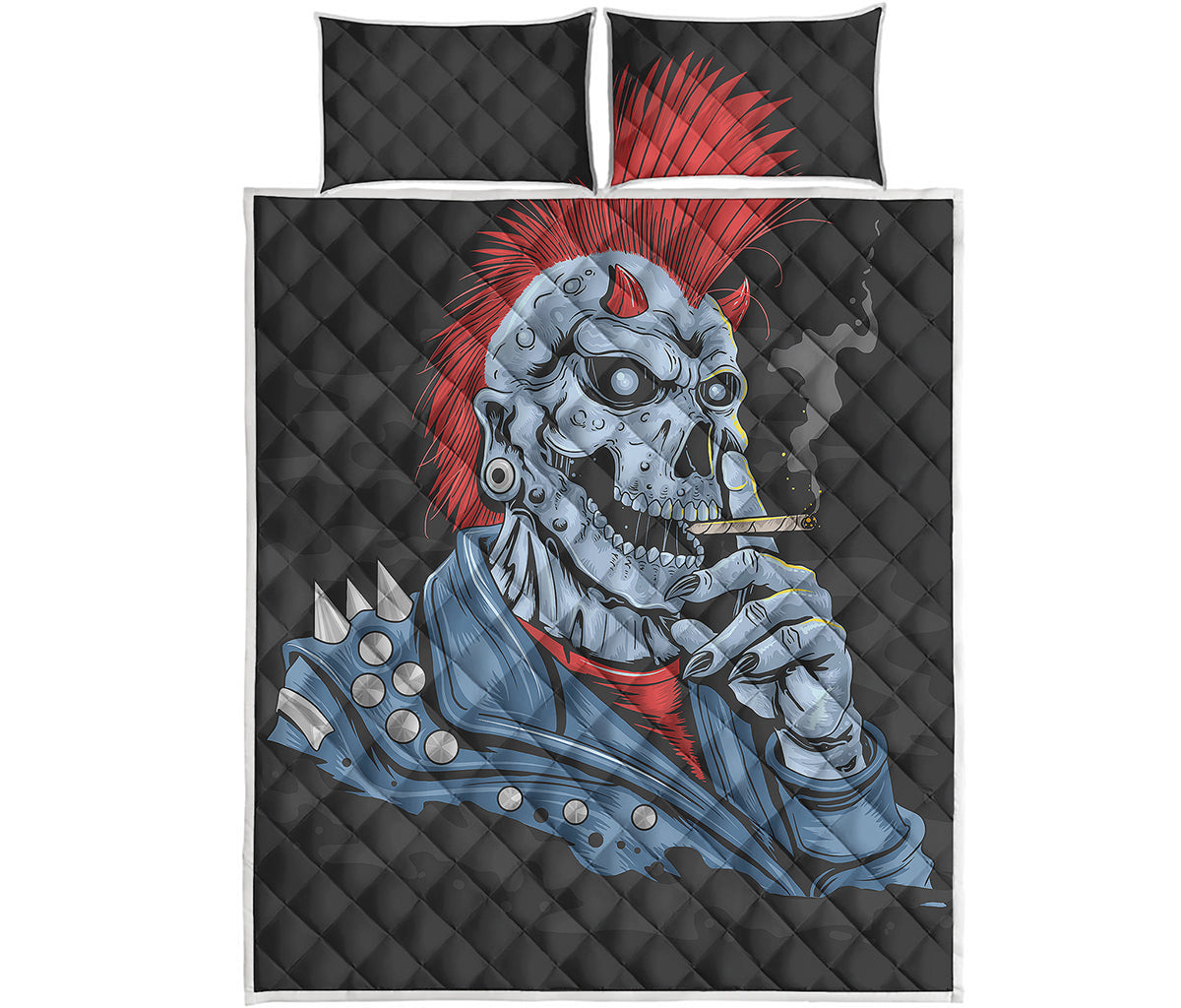 Punk Mohawk Devil Print Quilt Bed Set