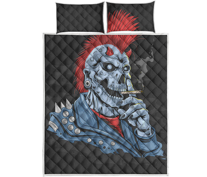 Punk Mohawk Devil Print Quilt Bed Set