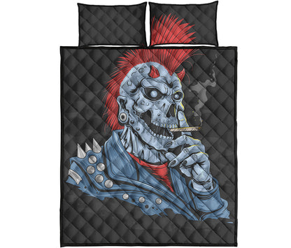 Punk Mohawk Devil Print Quilt Bed Set