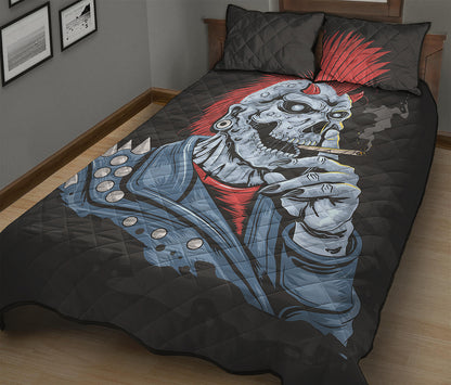 Punk Mohawk Devil Print Quilt Bed Set