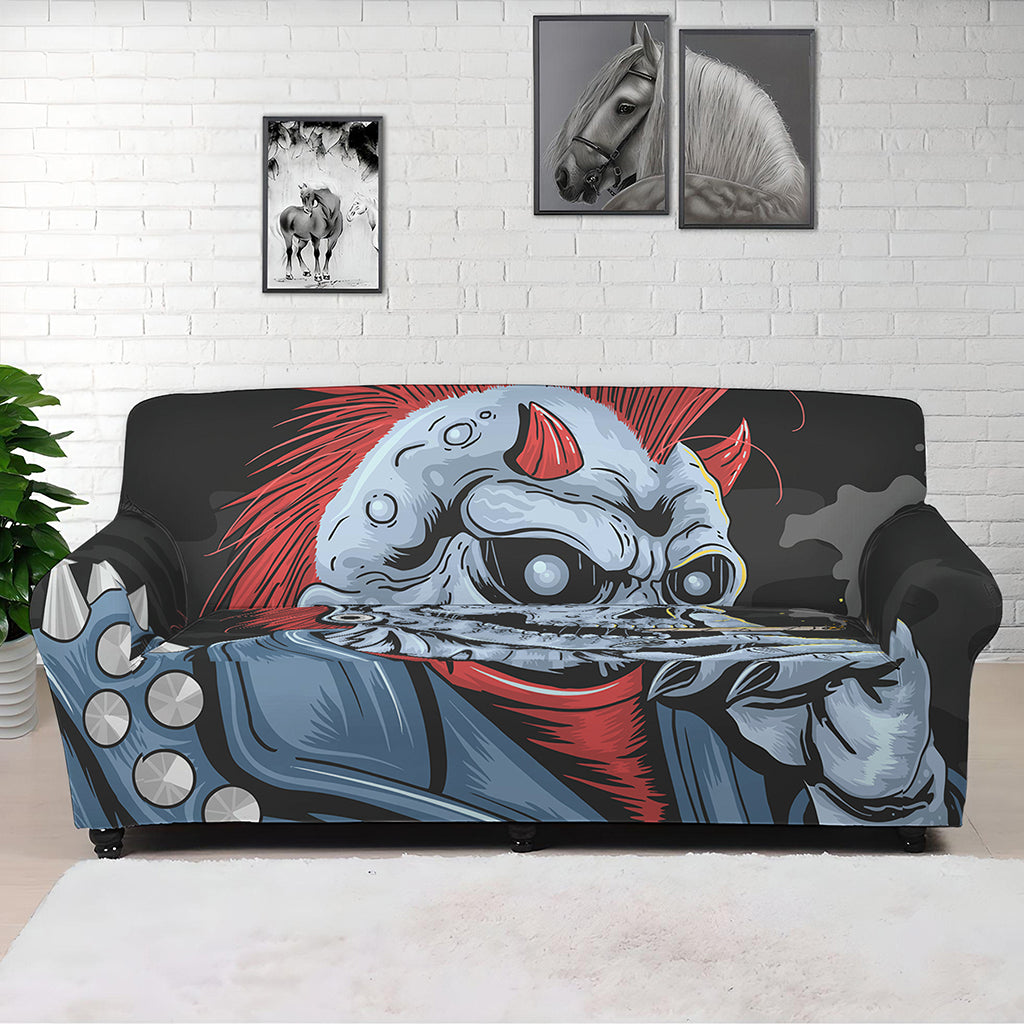 Punk Mohawk Devil Print Sofa Cover