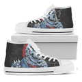 Punk Mohawk Devil Print White High Top Sneakers