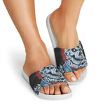 Punk Mohawk Devil Print White Slide Sandals