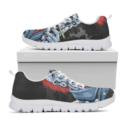 Punk Mohawk Devil Print White Sneakers