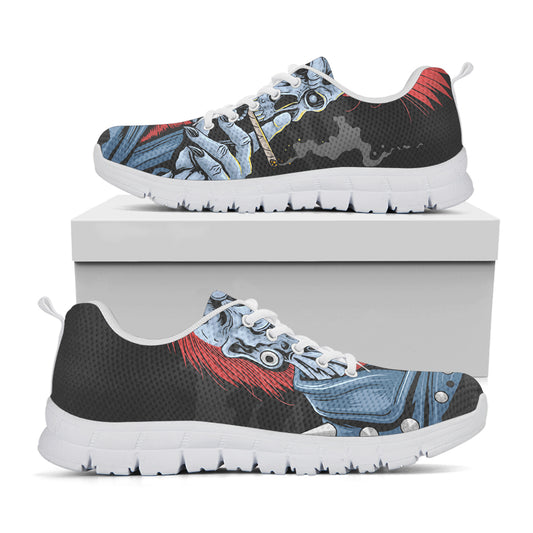 Punk Mohawk Devil Print White Sneakers