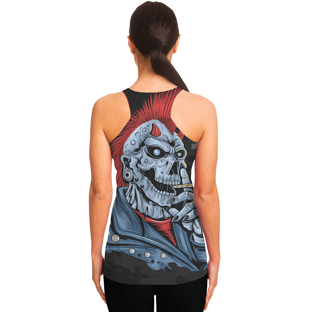 Punk Mohawk Devil Print Women's Racerback Tank Top