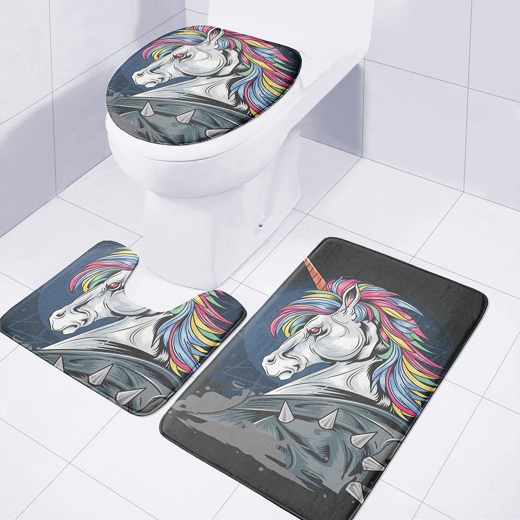 Punk Unicorn Print 3 Piece Bath Mat Set