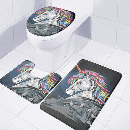 Punk Unicorn Print 3 Piece Bath Mat Set