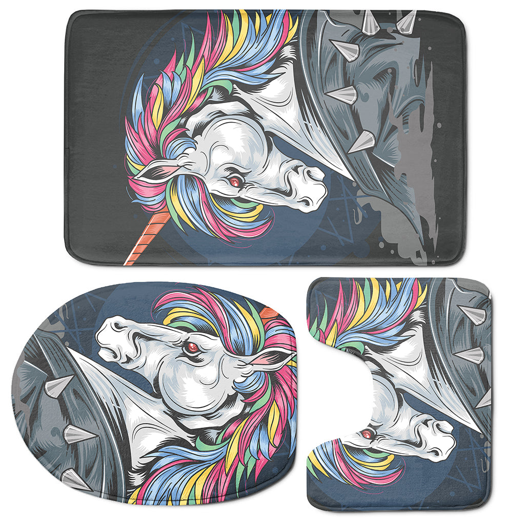 Punk Unicorn Print 3 Piece Bath Mat Set