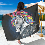 Punk Unicorn Print Beach Sarong Wrap