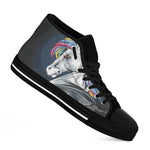 Punk Unicorn Print Black High Top Shoes