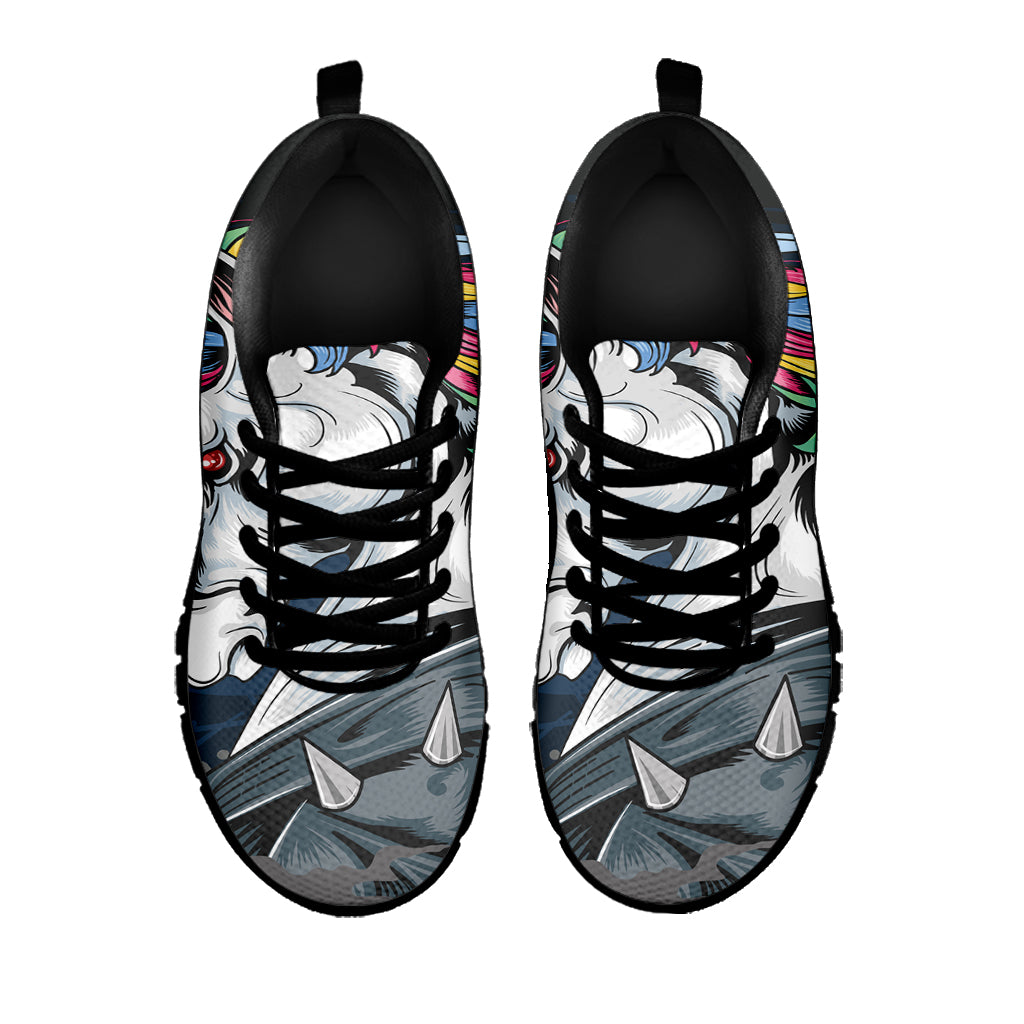 Punk Unicorn Print Black Sneakers
