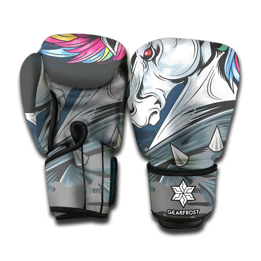 Punk Unicorn Print Boxing Gloves