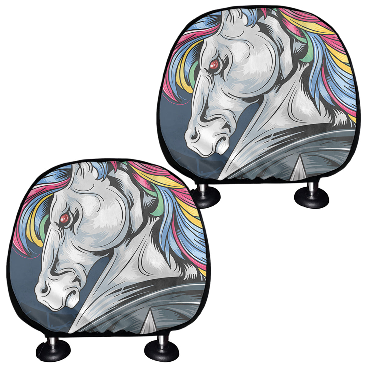 Punk Unicorn Print Car Headrest Covers