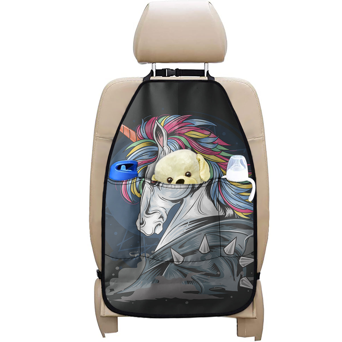 Punk Unicorn Print Car Seat Organizers