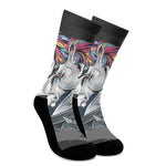 Punk Unicorn Print Crew Socks
