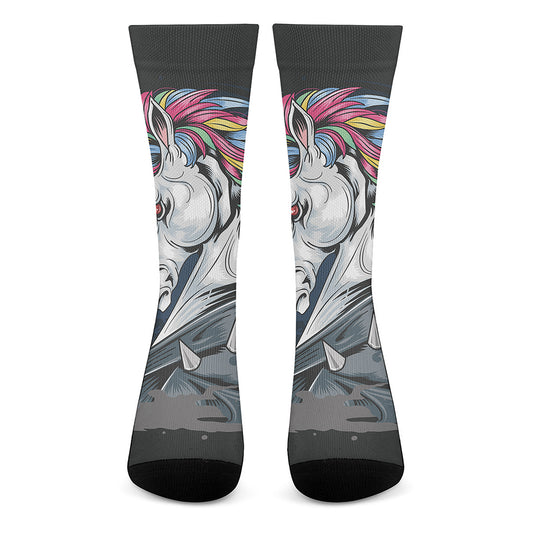 Punk Unicorn Print Crew Socks