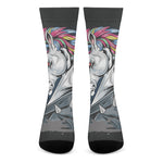 Punk Unicorn Print Crew Socks