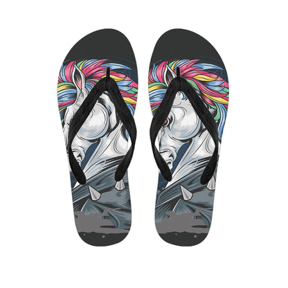 Punk Unicorn Print Flip Flops