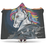 Punk Unicorn Print Hooded Blanket